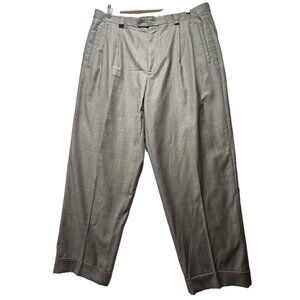Zanella Taylor Mens Dress Pants 36x29 Gray Pleated Wool Vitale Barberis Canonico